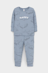 пижама  для мальчика  К 1621/пыльно-синий,большие киты
