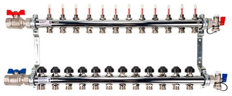 Рехау HKV-D 12 контуров коллектор для тёплого пола с расходомерами (12081213002)