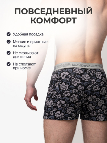 Мужские трусы семейные «Серая хохлома»