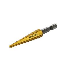 Сверло по металлу ступенчатое ПРАКТИКА 4-12 мм шаг 1 мм TIN (1шт.), ПРОФИ