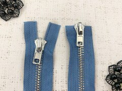 Молния металл Т8, L 85 см, 2 бегунка, голубой/никель