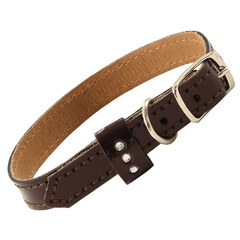 Triol ошейник-миди двойной шлевка со стразами кожаный, 12*250мм