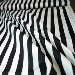 Ткань хлопок сатин с эластаном с черными полосками 2037