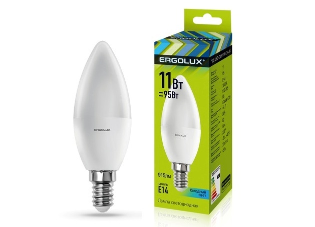 Лампа Ergolux LED-C35-11W-E14-3K (теплый свет)