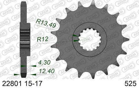 22801-17 звезда передняя (ведущая) стальная , 525, AFAM