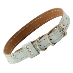 Triol ошейник-миди двойной шлевка со стразами кожаный, 12*250мм