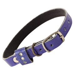 Triol ошейник-миди двойной шлевка со стразами кожаный, 12*250мм
