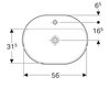 Geberit VariForm Раковина встраиваемая в столешницу эллиптической формы, 60х45 см, с отв. под смеситель, без отв. перелива
