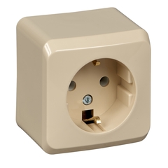 Schneider Electric ЭТЮД Крем Розетка 1-местная открытая установка с заземляющими контактами PA16-003K