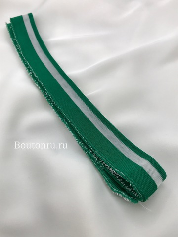 Подвяз трикотажный зеленый с прозрачной полоской 0,5 м, ширина 2,5-3 см