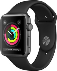 Смарт часы Apple Watch Series 3 GPS, 42mm Space Grey Aluminium Case with Black Sport Band (MTF32GK/A)