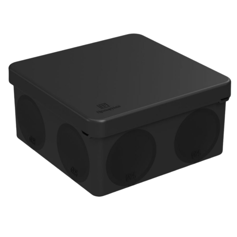 Цена на Коробка распределительная 60-0300-9005 для прямого монтажа двухкомпонентная безгалогенная (HF) черная 100х100х50 (66шт/кор) Промрукав