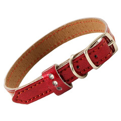 Triol ошейник-миди двойной шлевка со стразами кожаный, 12*250мм