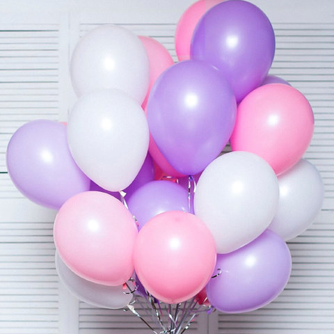 Воздушные шары с гелием Сиренево-розово-белые