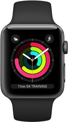 Смарт часы Apple Watch Series 3 GPS, 42mm Space Grey Aluminium Case with Black Sport Band (MTF32GK/A)