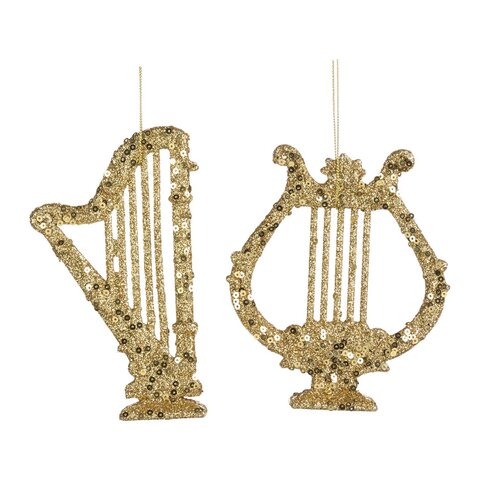 Набор елочных игрушек Музыкальные инстументы арфа/лира 2шт 12,5см Goodwill M&G