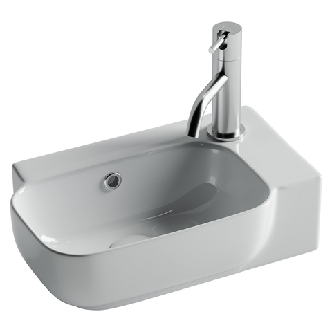 Ceramica Nova CN6074L Рукомойник подвесной прямоугольный 403*249*140, с отверстием под смеситель (чаша слева, отверстие под смеситель справа), с системой перелива, цвет белый