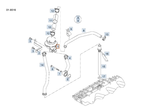 Фильтр вентиляции картера MAN TGL 51018040021 OEM MAN - 51018040021  №     OEM         Наименование детали  1 - 51018040021 Маслоотделитель двтигателя   2 - 51018400056 Держатель   3 - 06032168303 6-гран. фланцевый винт   4 - 51018025518 Воздухоотводной провод   5 - 06563322167 Круглое уплотнение   6 - 06010137122 6-гранный установочный винт   7 - 06566310125 Уплотнительное кольцо; с эластомерной кромкой уплот.   8 - 51018025578 Воздухоотводной провод   8 - 51018025923 Воздухоотводной провод   9 - 51974010378 Скоба для крепления труб   10 - 51963300346 Шланг   11 - 81254210231 Изолирующий шланг   12 - 51974400138 Ленточный хомут рессоры   12 - 06674201232 Ленточный хомут рессоры   13 - 06674201229 Ленточный хомут рессоры   14 - 51057035291 Обратный маслопровод   15 - 51057020045 Обратный маслопровод   16 - 04903009025 Клей; Стопор резьбового соединения   17 - 06569361300 Круглое уплотнение