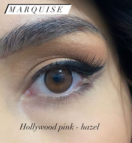 Медово карие линзы на 12 мес Marquise Hollywood pink - hazel  / Маркиза - гарантированно перекрывает темный цвет глаз/ Карие линзы для темных и светлых глаз