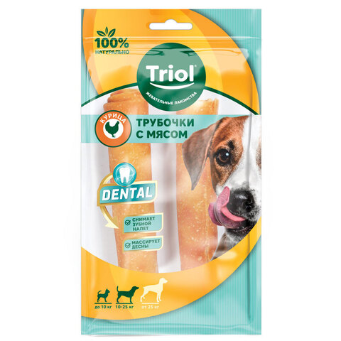 Triol Трубочки жевательные с мясом курицы, 12,5см