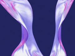 Голографическая прозрачная 3D волна — абстрактная фиолетово-розовая форма, PNG без фона