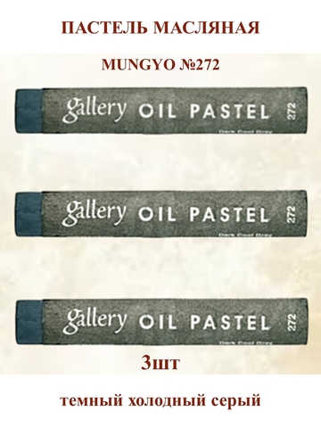 Пастель масляная мягкая профессиональная MUNGYO Gallery Тёмный холодный серый №272 (3шт)