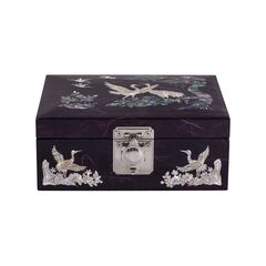 Шкатулка Журавли ручной работы фиолетовая, Южная Корея 160х105х70мм