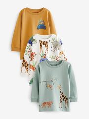 Лонгслив для мальчика Next 642-776, 3 шт., Мятный, Молочный, Горчичный