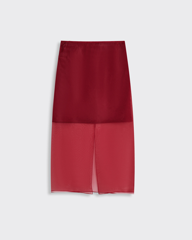 Юбка из шелковой органзы бордо