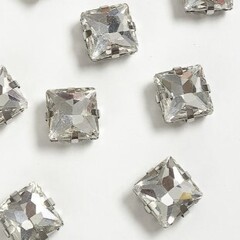 Стразы пришивные стекло в оправе, ш. 10 мм, серебро