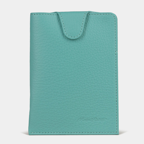 Обложка-кармашек для паспорта London из кожи теленка, цвета тиффани