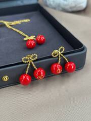 Серьги ювелирные ДВЕ ВИШНИ НА ВЕТОЧКЕ style by VALENTINO