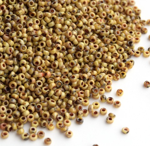 15/0 RR-4512 Бисер круглый Миюки Желтый пикассо непрозрачный /Miyuki round 15/0 Opaque Picasso Yellow