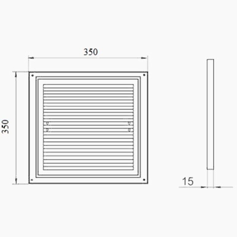 Решетка накладная 350х350 мм (ДВ 350 с)