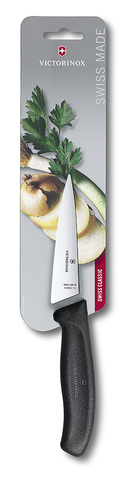 Нож Victorinox разделочный, лезвие 19 см, черный, в картонном блистере