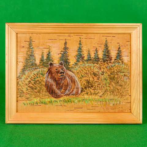 Картина на бересте Медведь