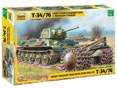 Танк Т-34/76 с минным тралом
