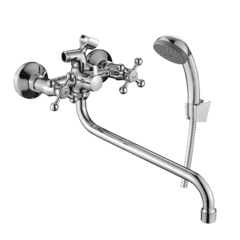 DR54045 Смеситель двуручный универсальный с поворотным изливом 300мм, хром