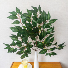 Фикус темно-зеленый, искусственные растения, реалистичный, ветка 60 см, набор 2 шт.