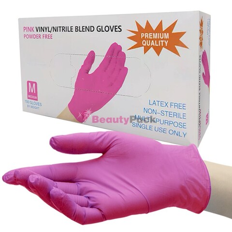 Перчатки нитровиниловые Wally Plastic розовые 50 пар уп .размер М