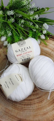 Пряжа GAZZAL (Газзал) Baby Cotton - (3432 - Белоснежный)