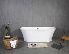 BelBagno BB201-1500-800 Отдельностоящая, овальная акриловая ванна в комплекте со сливом-переливом цвета хром 1500x740x590 фото