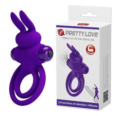 Фиолетовое эрекционное кольцо с вибростимуляцией клитора Vibrant Penis Ring III - 