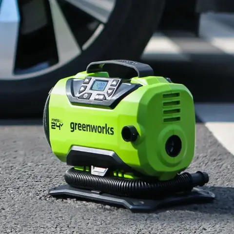 Компрессор Greenworks ACG301, 24v/12v, без АКБ и ЗУ (аккумуляторный или от прикуривателя авто) в сумке