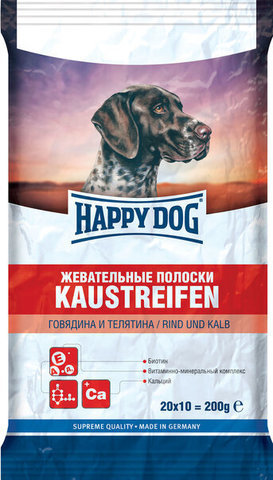 купить Happy Dog Kaustreifen лакомство для собак, жевательные полоски с говядиной