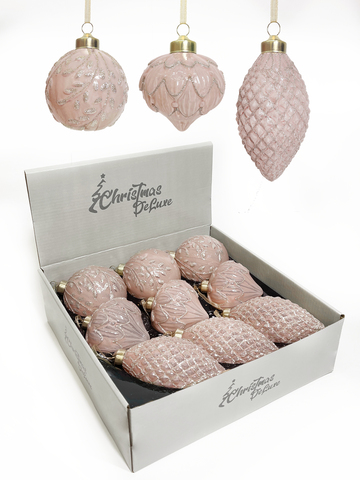 Набор елочных игрушек 8см 9шт ChristmasDeLuxe шампань
