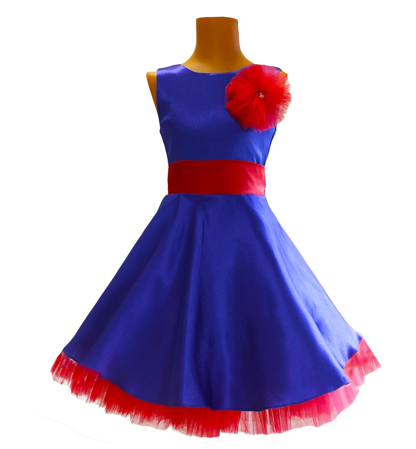 Платье красное с голубым
