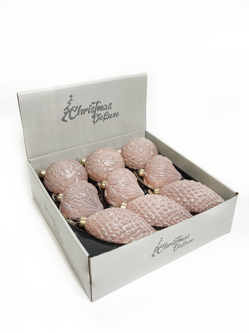 Набор елочных игрушек 8см 9шт ChristmasDeLuxe шампань