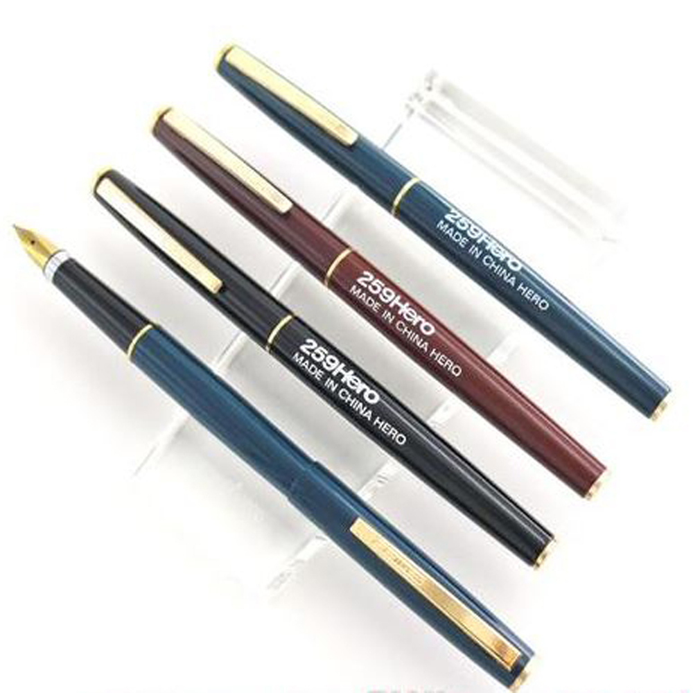 Перьевая ручка  Hero 259. Производство Китай, 1980 гг. Корпус металл, перо F (0.5 мм), заправка пипеткой. В наличии 3 цвета.