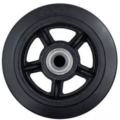 Колесо большегрузное, чугунный обод, литая черная резина DL 200 (ось 20 мм)